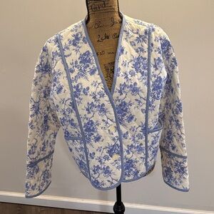 Blue and White floral quilted Jacket